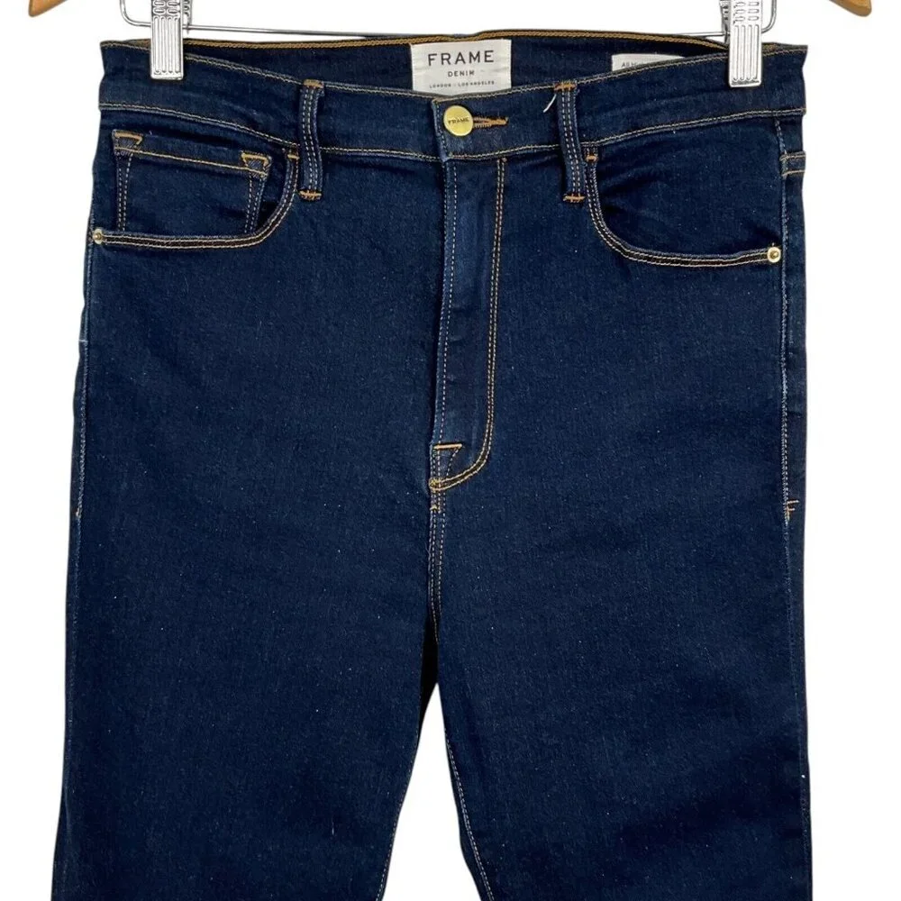 Frame Ali High Rise Cigarette Jeans Grove Street Size 30 Dark Wash Skinny Ankle - Picture 2 of 8